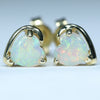 Coober Pedy Heart shaped Crystal Opal 14K Gold Earrings (5.5 x 5.5mm) Code EE61