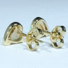 Coober Pedy Heart shaped Crystal Opal 14K Gold Earrings (5.5 x 5.5mm) Code EE61