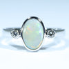 Lightning Ridge Solid Dark Opal and Diamond 14k White Gold Ring - Size 6.75 US Code - EM211