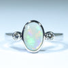 Lightning Ridge Solid Dark Opal and Diamond 14k White Gold Ring - Size 6.75 US Code - EM211