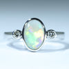 Lightning Ridge Solid Dark Opal and Diamond 14k White Gold Ring - Size 6.75 US Code - EM211