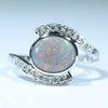 Lightning Ridge Solid Dark Opal White Gold  Ring 