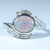 Lightning Ridge Solid Dark Opal White Gold  Ring 