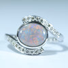 Lightning Ridge Solid Dark Opal White Gold  Ring 