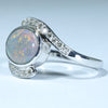 Lightning Ridge Solid Dark Opal White Gold  Ring 