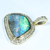 Soild Australian Opal and Diamond 18K Gold Pendant