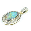 Soild Australian Opal and Diamond 18K Gold Pendant
