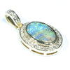 Soild Australian Opal and Diamond 18K Gold Pendant