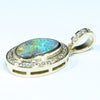 Natural Australian Boulder Opal and Diamond 18K Gold Pendant (10mm x 6.5mm) Code - AA78