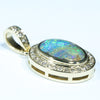Soild Australian Opal and Diamond 18K Gold Pendant