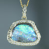 Soild Australian Opal and Diamond 18K Gold Pendant