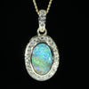 Soild Australian Opal and Diamond 18K Gold Pendant