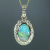 Soild Australian Opal and Diamond 18K Gold Pendant