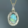 Soild Australian Opal and Diamond 18K Gold Pendant