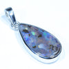 Australian Boulder Opal Silver Pendant with Silver Chain (18.5mm x 10mm) Code - FF244