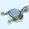 10k Gold - Solid Australian Coober Pedy Dark Opal - Natural Diamonds