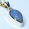 Lightning Ridge Solid Dark Opal and Diamond Gold Pendant (10.5mm x 7mm ) Code - AA77