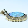 Natural  Australian Boulder Opal and Diamond 18K Gold Pendant (12mm x 12mm) Code -GPA109