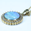 Natural  Australian Boulder Opal and Diamond 18K Gold Pendant (12mm x 12mm) Code -GPA109