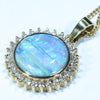 18k Gold - Solid Queensland Boulder Opal - Natural Diamonds