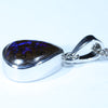 Natural  Australian Boulder Opal Matrix 14k White  Gold Pendant (11mm x 10mm) Code - AA107