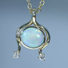 Natural Australian Coober Pedy Opal Gold and Diamond Pendant