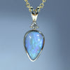 Natural Australian Lighting Ridge Opal Gold and Diamond Pendant