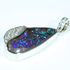 10k Gold - Solid Queensland Boulder Opal - Natural Diamonds