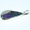 Natural Australian Boulder and Diamond Opal Gold Pendant (25mm x 11mm) Code - AA124