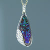 Natural Australian Boulder Opal Gold and Diamond Pendant