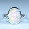Coober Pedy Crystal Opal and Diamond 14k White Gold Ring Size - 8 US Code  EM240E