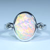 Natural Australian Crystal Opal White Gold and Diamond Ring