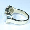Australian White Opal and Diamond Trilogy Gold Ring - Size 7.5 US Code EM241
