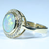 18k Gold - Solid Lightning Ridge Crystal Opal - Natural Diamonds