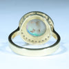 Australian Crystal Opal and Diamond 18K Gold Ring - Size 7 US Code EM244