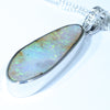 Australian Boulder Opal and Diamond 14k White Gold Pendant (23mm x 8mm) Code - AA116