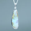 Natural Australian Boulder Opal White Gold and Diamond Pendant