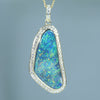 Natural Australian Black Opal Gold and Diamond Pendant