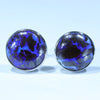 Natural Australian Boulder Opal Matrix Silver Stud Earrings