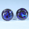 Natural Australian Boulder Opal Matrix Silver Stud Earrings