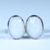 Natural Australian White Opal Silver Stud Earrings