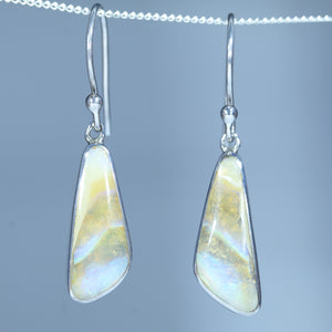 Natural Australian Boulder Opal Silver Drop Earrings