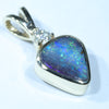 Natural Australian Boulder Opal and Diamond Gold Pendant (8mm x 7mm) Code - AA141