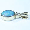 Lightning Ridge Solid Dark Opal and Diamond Gold Pendant (8.5mm x 6mm ) Code - AA147