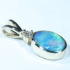 Lightning Ridge Solid Dark Opal and Diamond Gold Pendant (8.5mm x 6mm ) Code - AA147