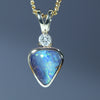 Natural Australian Boulder Opal Gold and Diamond Pendant