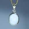 Natural Australian White Opal Gold and Diamond Pendant