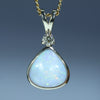 Natural Australian White Opal Gold and Diamond Pendant