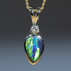 Natural Australian Boulder Opal Gold and Diamond Pendant