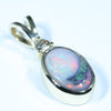 Lightning Ridge Solid Dark Opal and Diamond Gold Pendant (9mm x 6mm ) Code - AA158